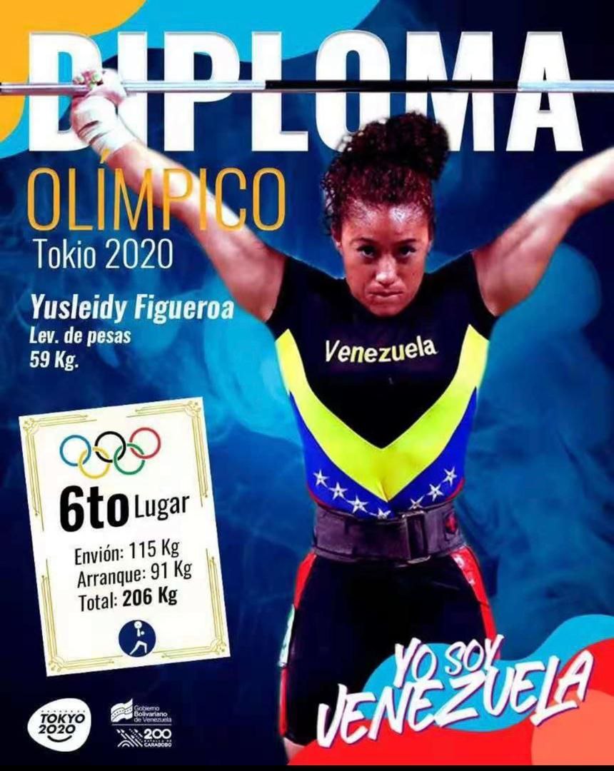 #EntérateConLaJ | Nuestra halterófila Yusleidy Figueroa, consiguió el primer Diploma Olímpico para Venezuela, al lograr el sexto lugar en levantamiento de pesas, categoría 59kg. en los Juegos Olímpicos Tokio 2020. || #VacunarseEsClave #EpaPSUV