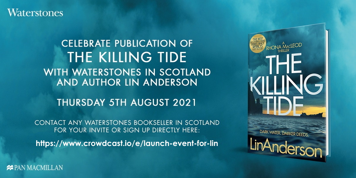 ***INVITATION (pls RT) *** - Publication day for book 16 in the Rhona MacLeod series is coming soon! Join @AngieKCrawford of Waterstones and myself online at 7:00pm BST on 5th Aug to celebrate Rhona's latest investigation in #TheKillingTide. Sign up here: crowdcast.io/e/launch-event…