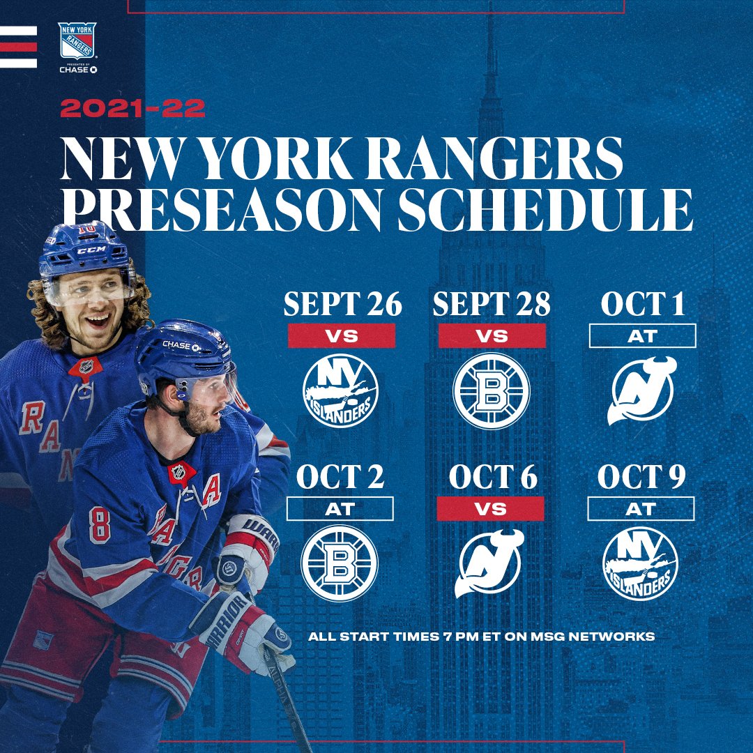 New York Rangers Preseason Schedule 202122
