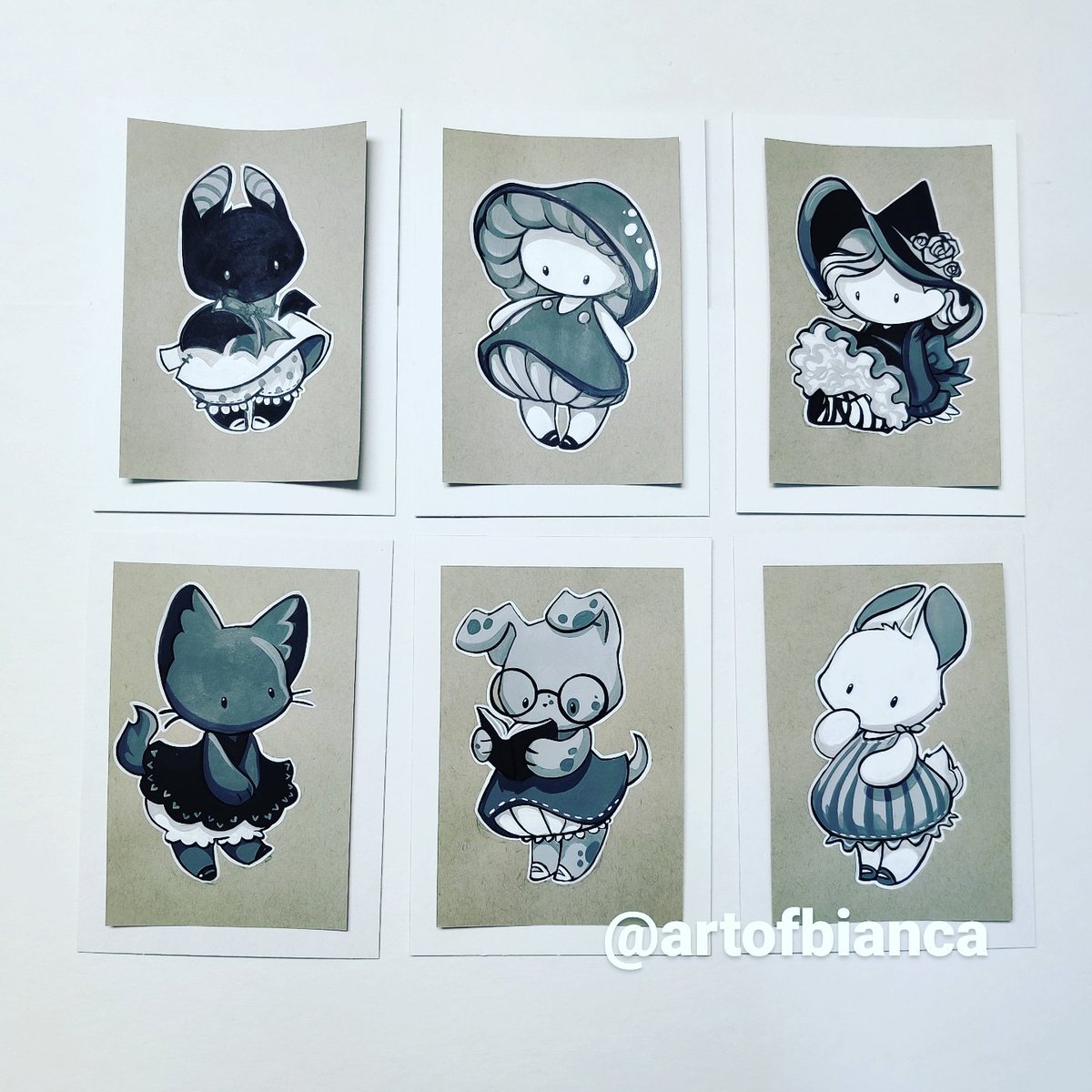 little monochromatic nuggets

#bat #mushroom #witch #cat #puppy #bunny