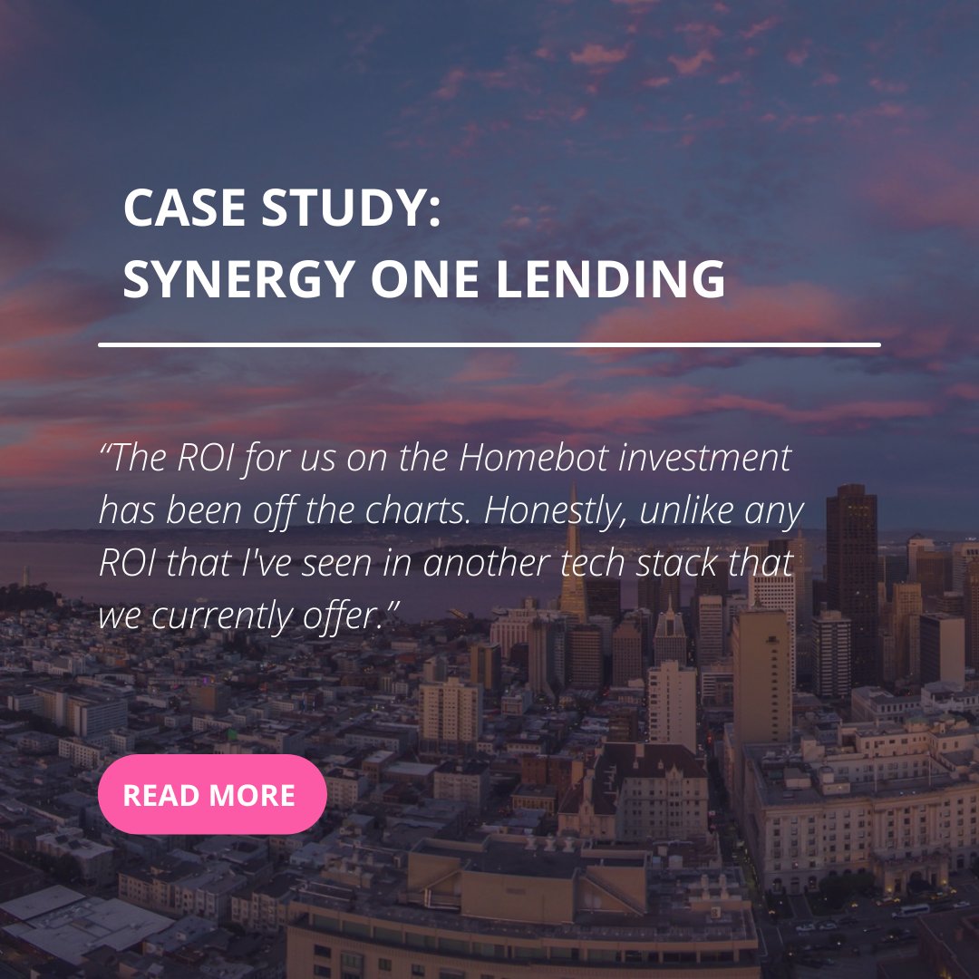 Thinking about Homebot as an enterprise solution? Read on to learn how Synergy One Lending closed over 250 deals on Homebot in just the first quarter. buff.ly/3BK3IFa