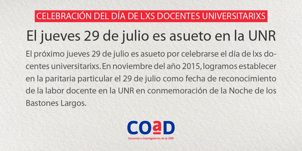 Día de lxs docentes universitarixs
#unr #asueto