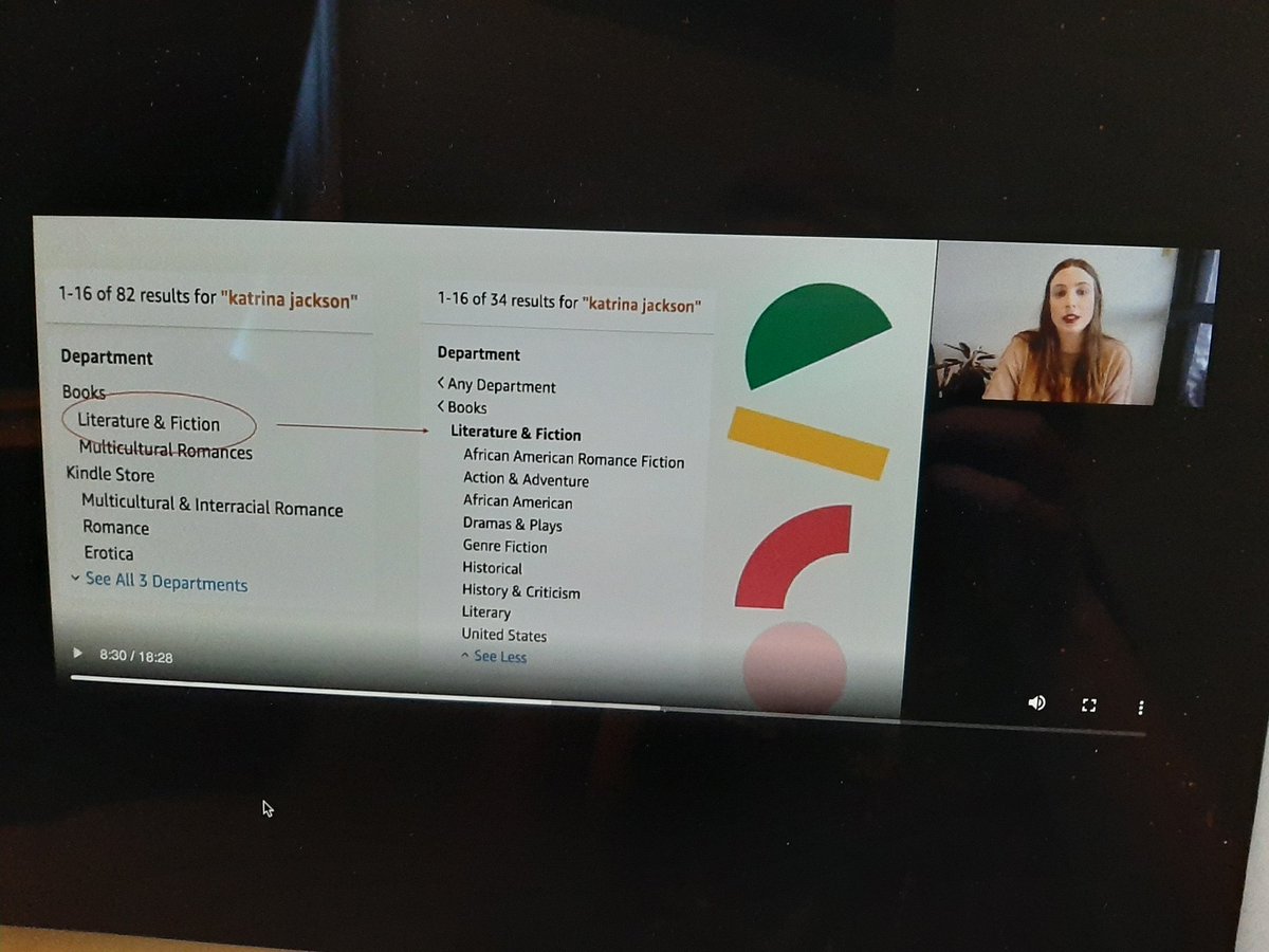 rachellynchase's tweet image. Time zones cannot prevent me from watching @cparnell_c&apos; talk about Amazon and marginalized authors. Amazon overwhelmingly categorizes books by Black authors as &quot;African American Books&quot;, based in part on author profile data (photos and biographies) to categorize books. #SHARP2021