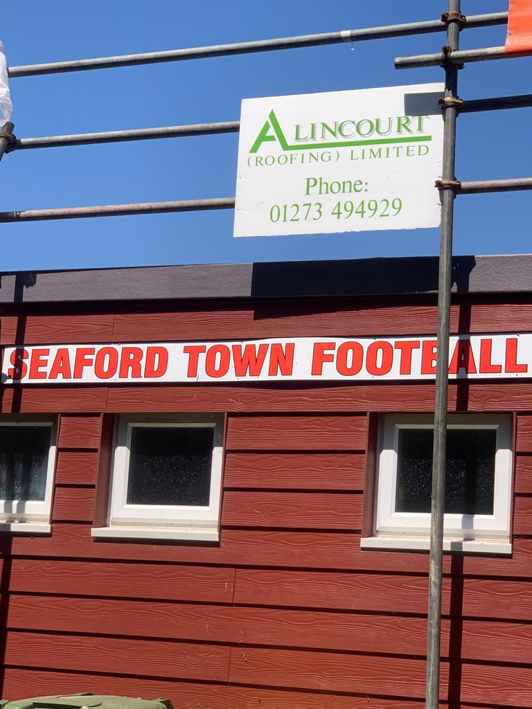 seafordtownfc's tweet photo. Over the past few years the club has been doing its best to maintain our old flat roof but with the recent extreme weather it finally gave in. 

Thank you to @alincourtuk, @SeafordTC &amp; @FootballFoundtn for supporting us and helping with the emergency repairs 🙏🏼 https://t.co/9Vmd9eVUB9