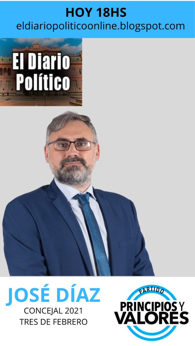 jose_diaz_lbg's tweet photo. A las 18 hs estaré en el programa EL DIARIO POLITICO.
#josediaz2021 https://t.co/HTzeMGWoeJ