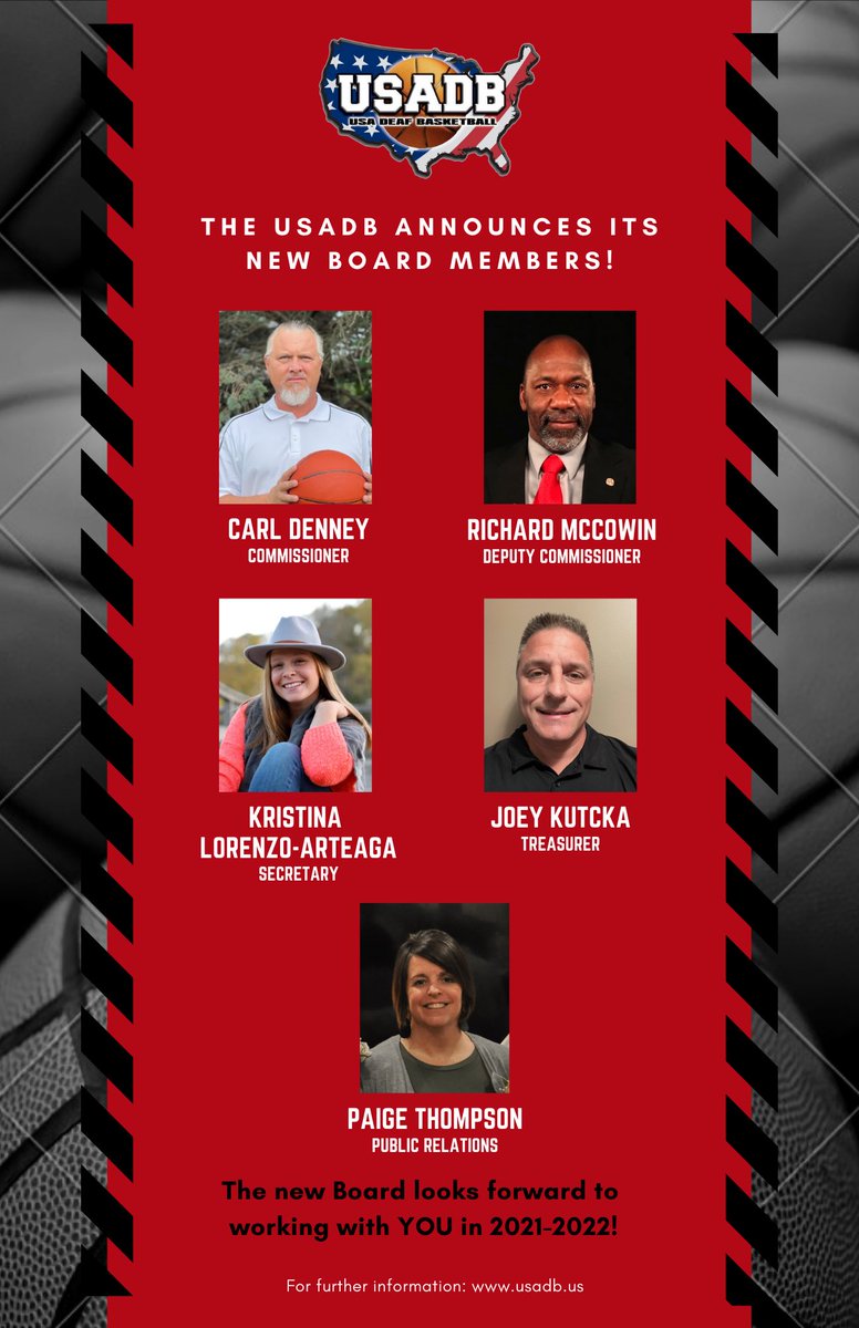 USADB Welcomes 2021-2022 Board!  Carl Denney, Commissioner; Richard McCowin, Deputy Commissioner; Kristina Lorenzo-Arteaga, Secretary; Joey Kutcka, Treasurer; and Paige Thompson, Public Relations.  We look forward to working with YOU!