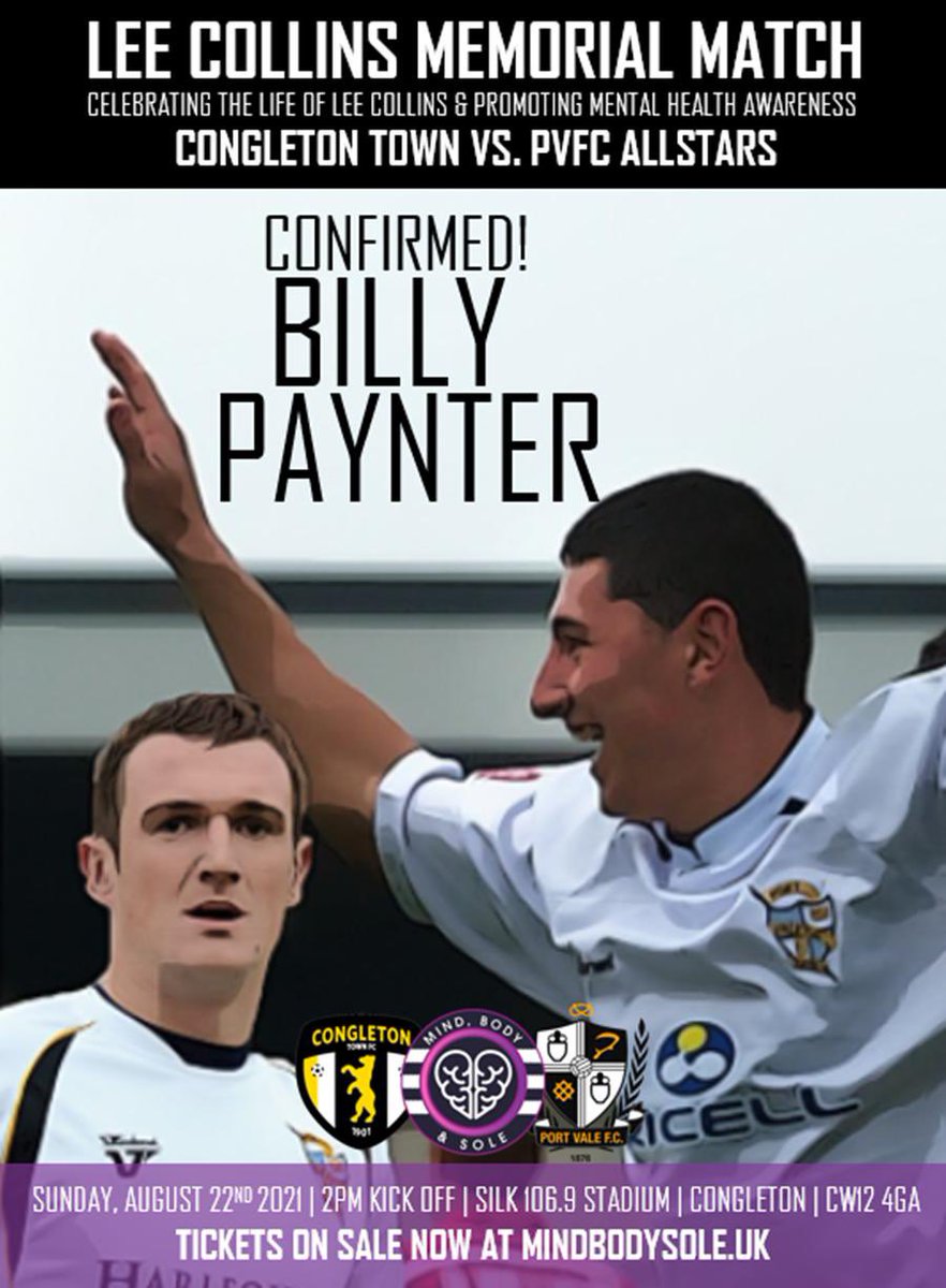 Confirmed to play in next months memorial match ⚽️

Tickets available - mindbodysole.uk/product/lee-co…

Stay tuned for some more player announcements for the memorial match. 

#UTB #PVFC #ItsOkayToNotBeOkay