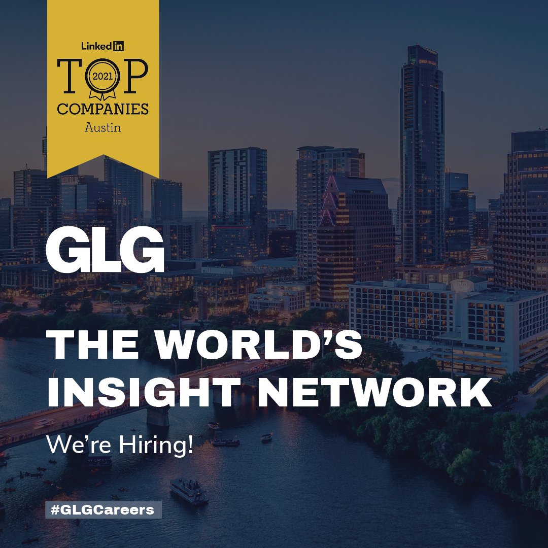 Excited to share GLG has earned a place on the 2021 #LinkedInTopCompanies list in Austin! GLG has been a mainstay of the Austin community since 2005. Our Austin office is the largest of GLG’s 20 global locations with more than 800 employees.
 
Read More: bit.ly/372Q3e3