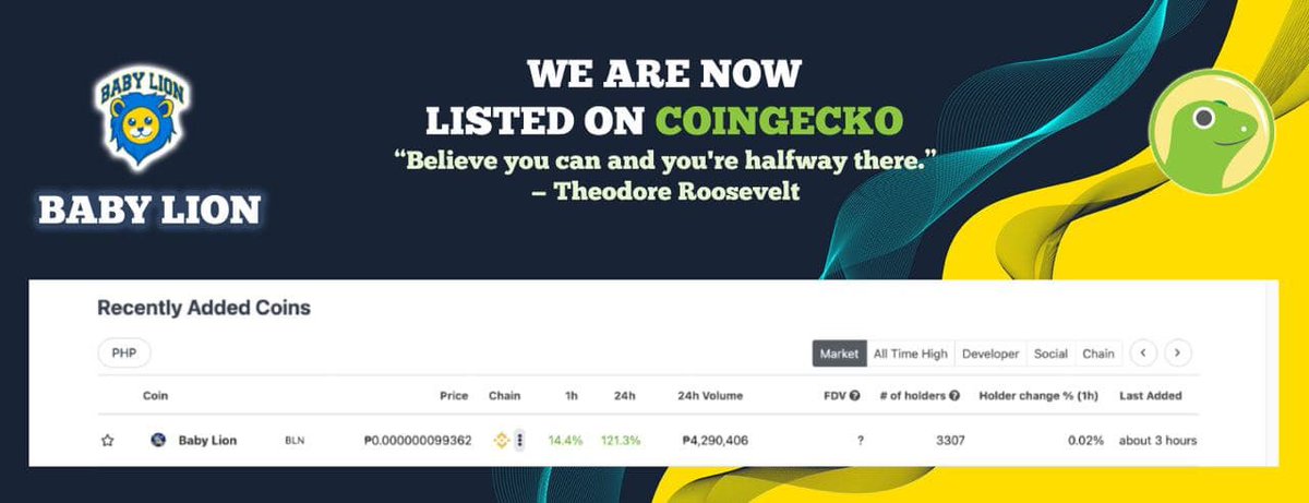 WE ARE OFFICIALLY LISTED ON COINGECKO! 🦁 Make some noise for the king of the #BSC jungle &amp; hit the star. ⭐️ coingecko.com/en/coins/baby-…
