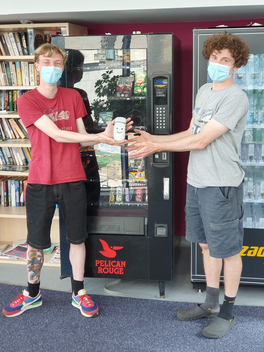 GCPLab's tweet photo. We're sad to say farewell to Milton (on the right), who is leaving us to start a PhD. Jacob crocheted this unbelievable Cryovial (complete w/ removable lavender insert and plasma) which may be the best leaving present ever given! So long Milton, and thanks for all the PHOSP 😉 https://t.co/SDbhHZJFiK
