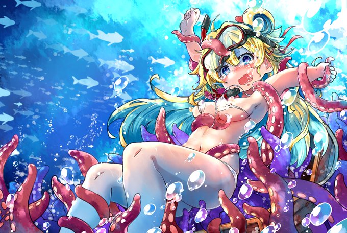 海の中を泳いでいたら突然謎の触手さんににゅるる❤っと絡みつかれてしまうハアチャマ.....
 #R18はあちゃま 