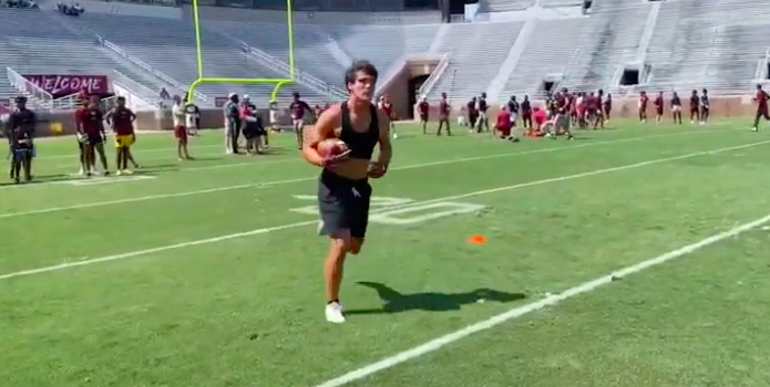FSU ATH commitment Brian Courtney has been flying under the radar, but his athleticism is undeniable. 

Checkout his performance on Sunday at the Seminole Showcase Camp (FREE Video):  247sports.com/college/florid…