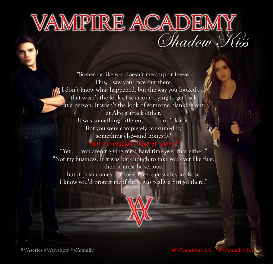 VAfandomUSA's tweet photo. From the #VampireAcademy book: #ShadowKiss! Christian doesn't fault Rose with freezing up.ππΊπ§ββοΈππ‘οΈπ₯
ICYMI: I'll be posting some fun tags to promote awesome scenes & moments from the #VAseries!#VAfamily #VATVshow #ComingSoon #RichelleMead #VAReadAthon #books #Reading https://t.co/rvhefXl9ls
