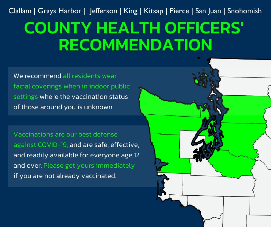In light of rising case counts, hospitalizations &amp; the delta variant, we have joined other health jurisdictions in the Puget Sound area to recommend that everyone mask up in indoor public settings. #MaskUpWA

Read the joint statement here: snohd.org/DocumentCenter…