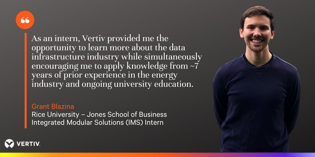 Vertiv's tweet photo. “Based on my summer projects, I believe that the Vertiv team is well-equipped to make a significant impact in the emerging edge computing space with innovative and sustainable solutions built for the future”, he says. https://t.co/TMkobyfB7R
#intern2021 #ArchitectsOfContinuity https://t.co/s39D7G3NWZ