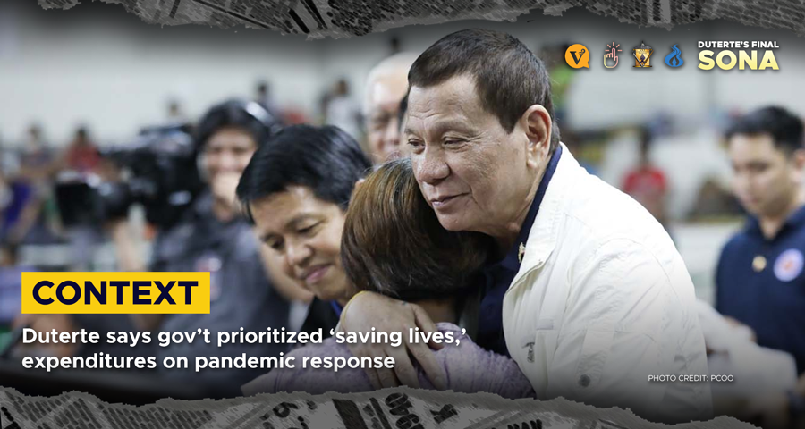 PintigPH's tweet photo. CONTEXT: Duterte says gov’t prioritized ‘saving lives,’ expenditures on pandemic response

READ: https://t.co/oNiZNCboUm

#SONA2021 #PintigPH https://t.co/uSbYcr7k4v