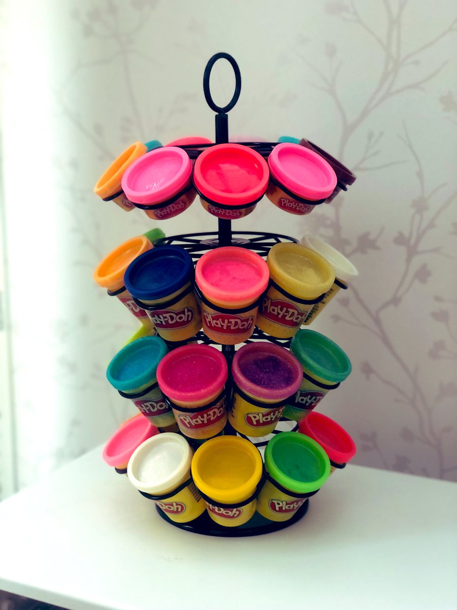 MrsAEYFS's tweet image. We love to make homemade dough together but E also loves her @PlayDoh pots and she got so many for Christmas.
Finally got round to trying this hack. Looks amazing and most importantly, E can access them and see what she’s got! 
Might try it for my #doughdisco pots! #mumhacks