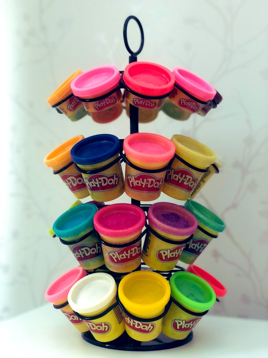 MrsAEYFS's tweet image. We love to make homemade dough together but E also loves her @PlayDoh pots and she got so many for Christmas.
Finally got round to trying this hack. Looks amazing and most importantly, E can access them and see what she’s got! 
Might try it for my #doughdisco pots! #mumhacks