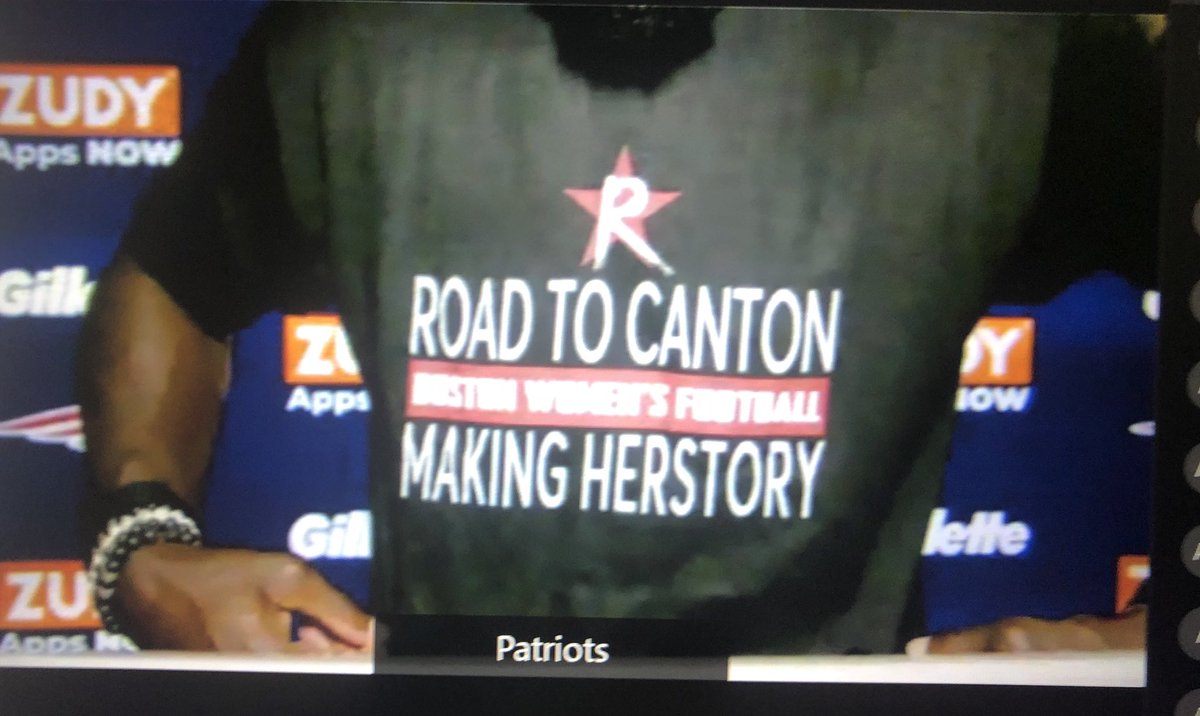 Devin McCourty shows off his <a href="/GoRenegades/">Boston Renegades 🏈</a> T-shirt, saying after their third straight national championship: “Big shout-out. Renegades. Champs. They hooked me up. They put 32 on the back. We’re trying to learn from them this year.”