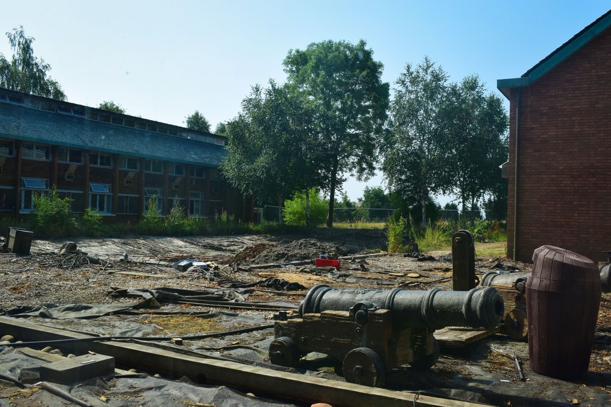 RareLtd's tweet photo. Either someone had an accident with the cannons while we're all busy being #RareFromHome or something exciting is happening on the site of the old decking at Rare HQ! Wonder if we've missed the chance to request a permanent Sloop-shaped meeting space/bouncy castle... https://t.co/GVOAwYTtcy