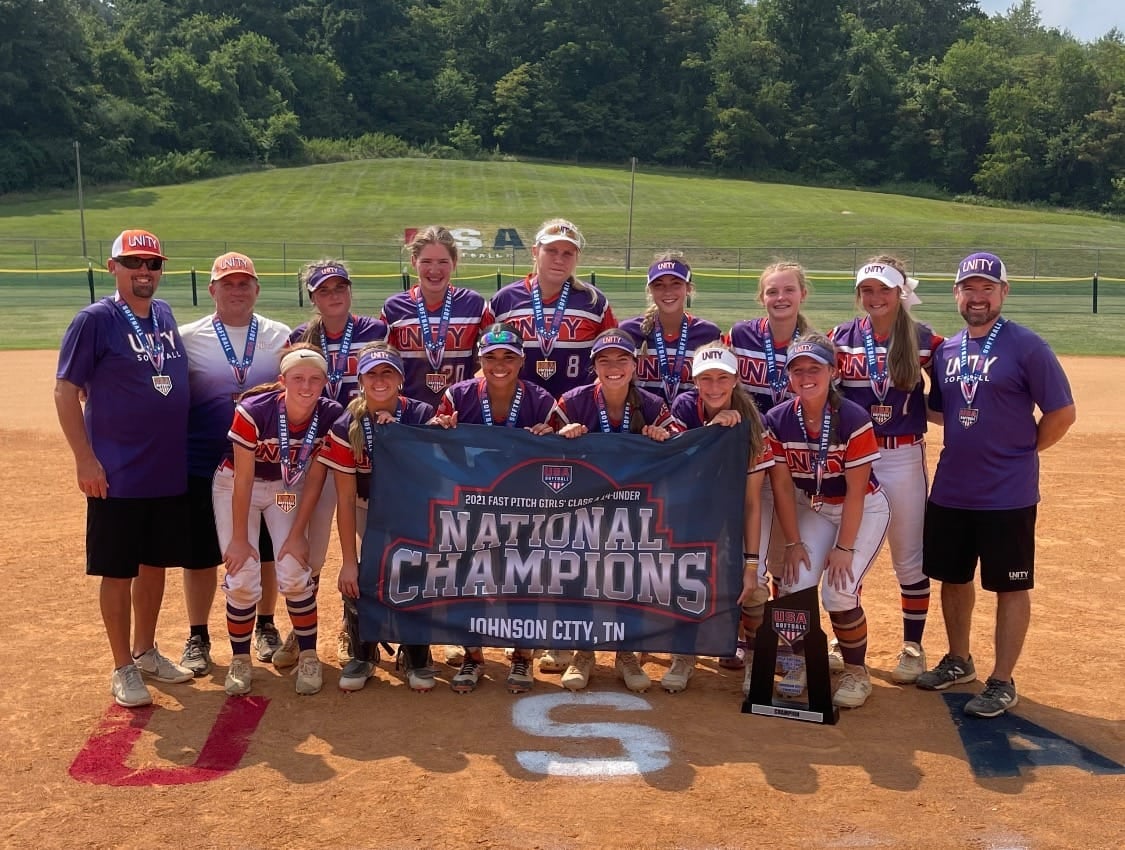 USASoftball's tweet photo. Congrats to @unity14ujohnson on claiming the 2021 #USASoftball Class A 14-Under Fast Pitch National Championship title! 🏆

🥈 @LasersTeal 

» https://t.co/wxu5I9Tvgt https://t.co/ZHPveEQ8e7
