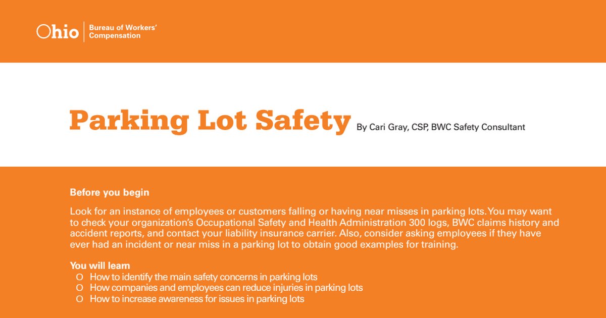 kevinianschmidt's tweet photo. #toolboxtalktuesday
When talking to employees about safety in the woorkplace, don't overlook the hazards in your parking lot.
https://t.co/P1qWEDFWfP https://t.co/5LX8oKw0MM