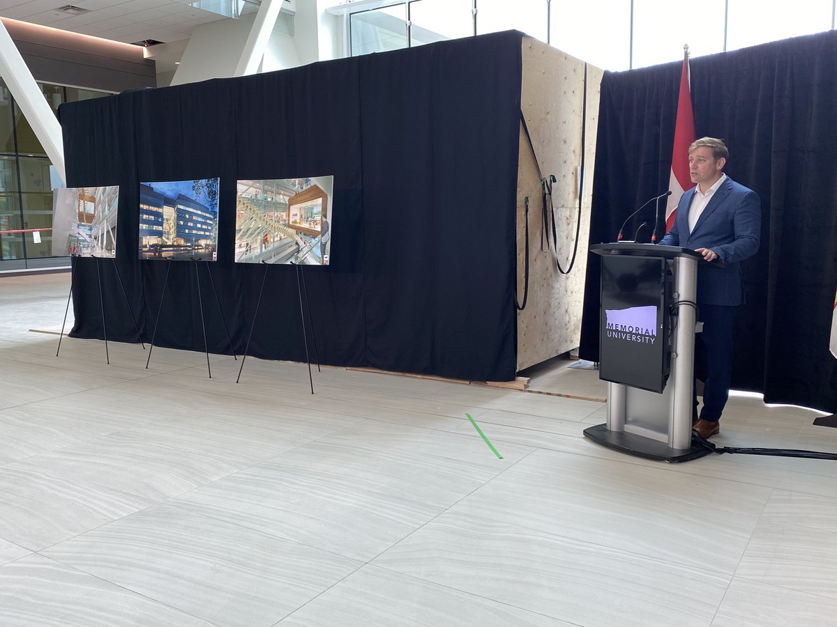 FureyAndrew's tweet photo. Now that’s a whale skull! 🐋 

Great to be @MemorialU for the unveiling of a blue whale skull that will hang in the atrium at the new core science facility. Thank you to the Dobbin family for their commitment to keeping this “Rocky Harbour whale” in the province. https://t.co/AtZ4CDoNaV