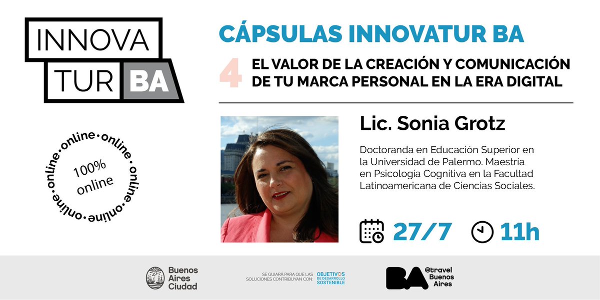 AliciaBesada's tweet photo. Cápsula 4 !!! Pslpitando #innovatur 2021 EL VALOR Y LA CREACION DE TU MARCA PERSONAL EN LA ERA DIGITAL .GRACIAS !!! @soniagrotz  .FANTÁSTICA CHARLA , MUCHO PARA APRENDER...... @EnTurBA @Lau_Ghezzi @Gonzalo_Robredo @KPerticone. https://t.co/fkdyt8Zb3R