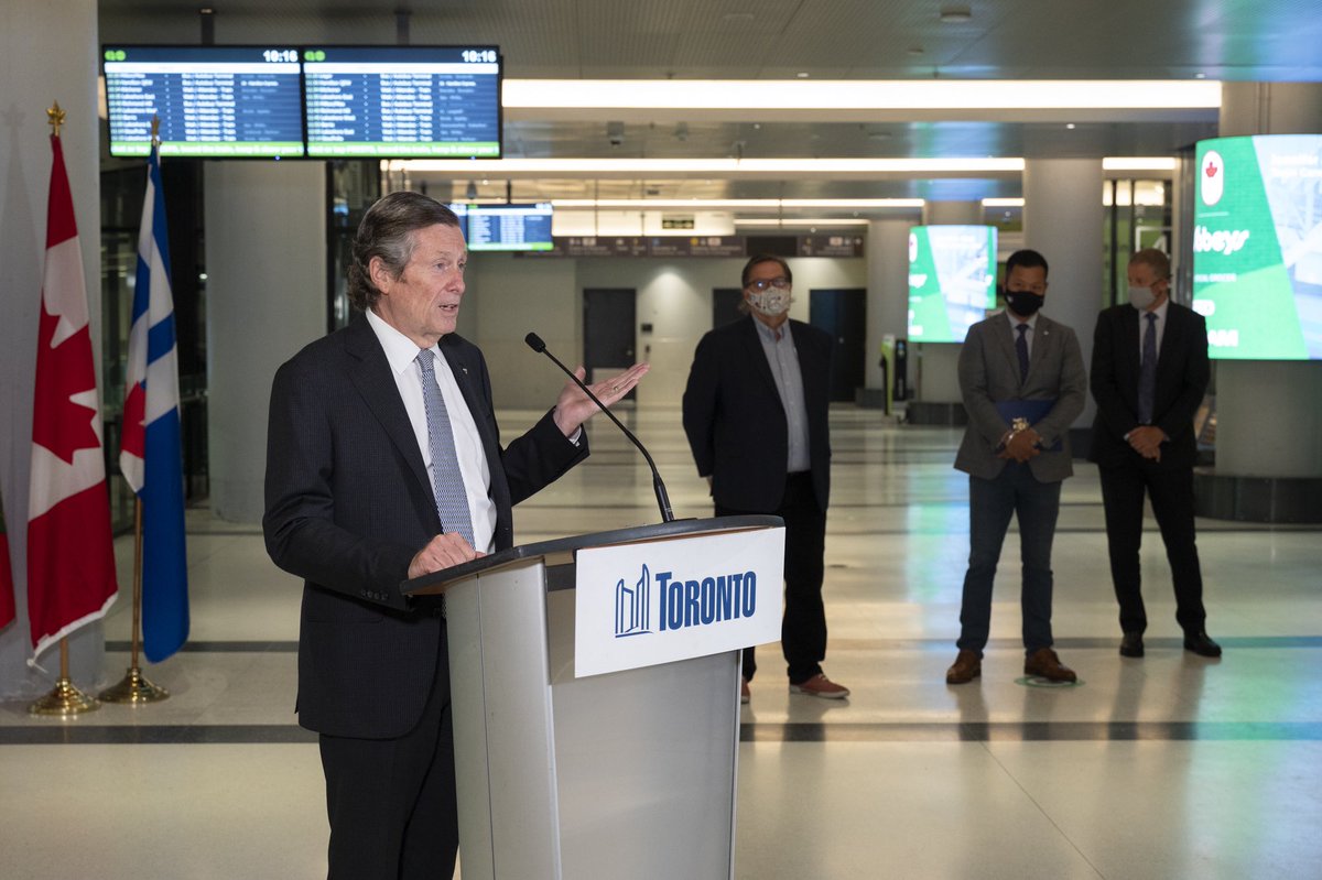 JohnTory's tweet image. Today, I was joined by @j_maloney, @StanChoMPP &amp;amp; Phil Verster to announce the official opening of @unionstationTO's Bay Concourse to the public. 
 
After years of extensive work on this difficult project, the revitalization is now complete &amp;amp; we are ready to welcome people back.
