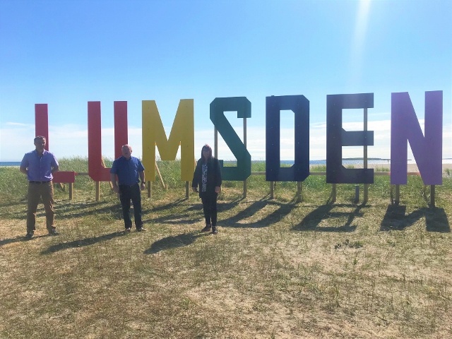 ACOACanada's tweet photo. What colour is ocean water in Lumsden North Beach? It’s the prettiest blue you ever did see. With our help 👉 the Town of Lumsden is making visitor experience upgrades including accessibility mats on the beach @GovNL https://t.co/6c3mpfbSgn https://t.co/qGQSjHRJT4