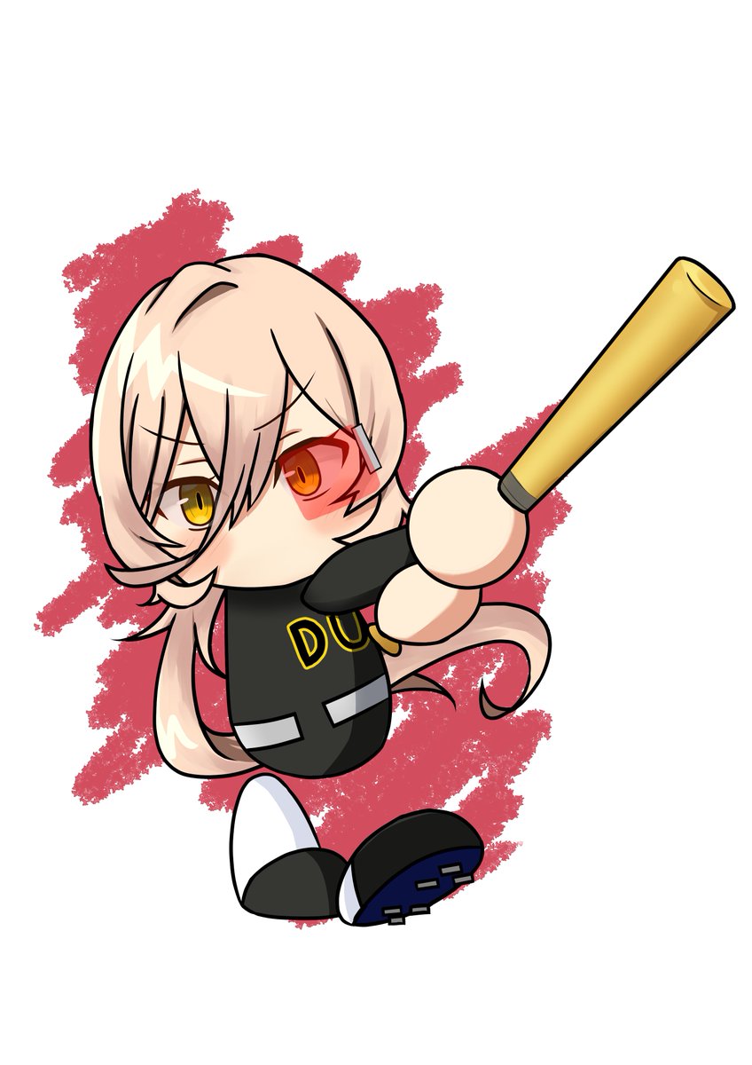 baseball bat 1girl long hair chibi holding baseball bat holding yellow eyes  illustration images