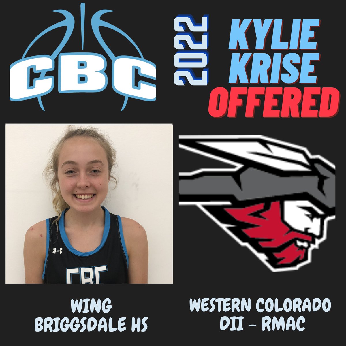 CBC-Colorado Basketball Club (@cbc_cobbclb) on Twitter photo Congratulations💥 to Kylie Krise on her offer from Colorado Western University‼️
2022 Wing #theCBCway
<a href="/Kylie_krise13/">Kylie Krise</a> l <a href="/westerncowbb/">Western Colorado WBB</a> l @GirlsUAA Congratulations💥 to Kylie Krise on her offer from Colorado Western University‼️
2022 Wing #theCBCway
<a href="/Kylie_krise13/">Kylie Krise</a> l <a href="/westerncowbb/">Western Colorado WBB</a> l @GirlsUAA