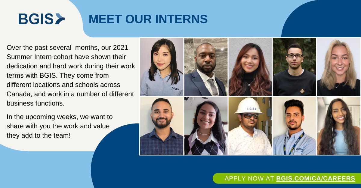 BGIS_na's tweet photo. Over the past several months, our interns have shown their hard work during their work term with BGIS. In the upcoming weeks, we are excited to introduce to you our interns of our 2021 cohort group! https://t.co/fhkll0z2sw