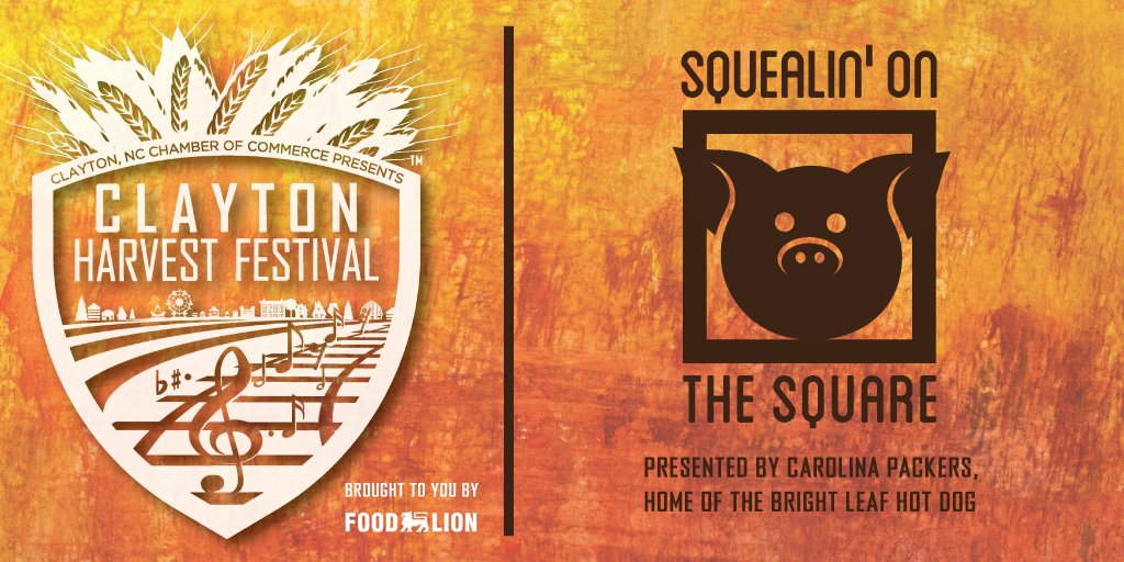 Calling all pig cookers in or around Clayton! Join us for the 10th Annual Squealin' on the Square BBQ Cook Off, presented by Bright Leaf Hot Dogs. The deadline to enter is September 30, 2021.

Learn more here:
claytonharvestfestival.com/squealin.html