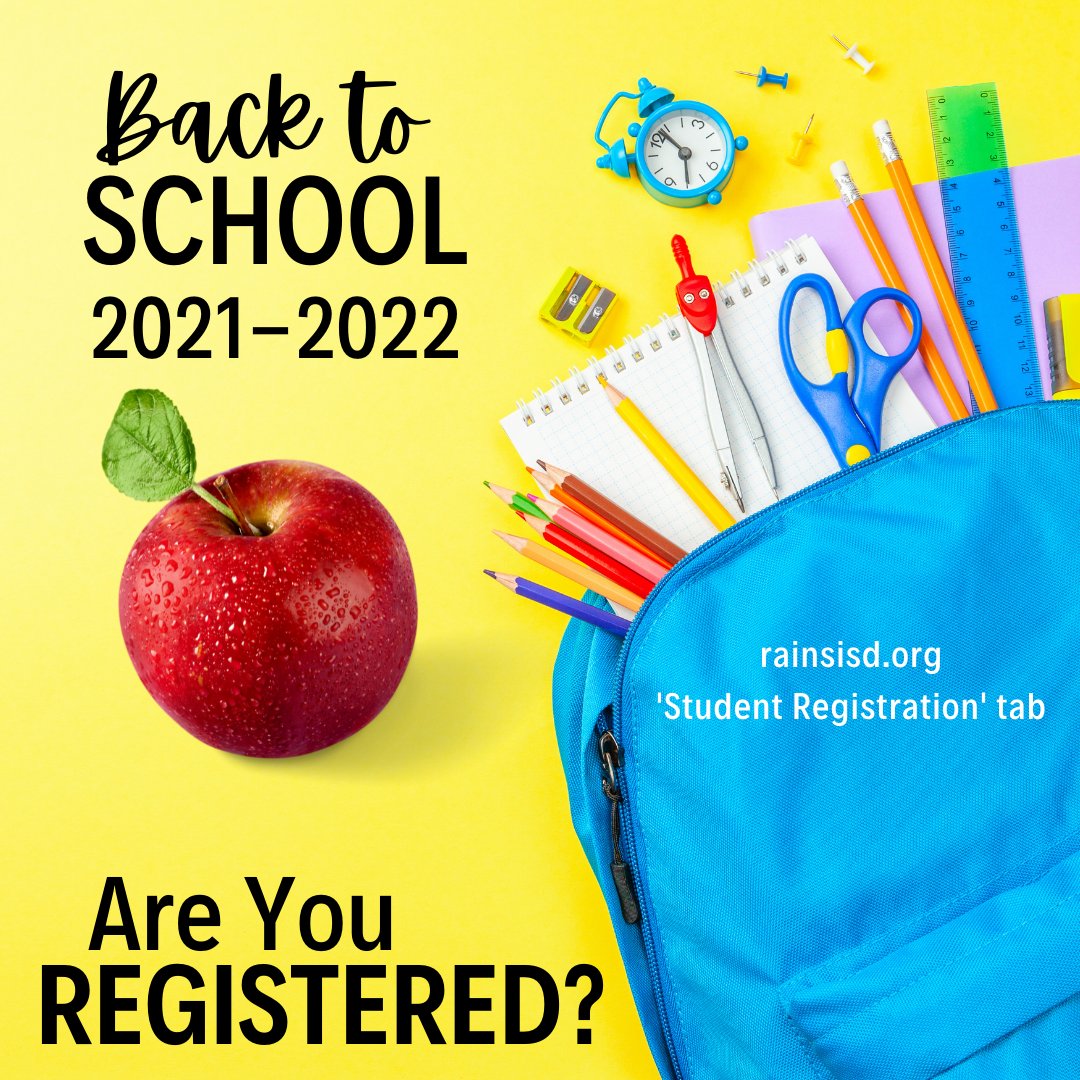 Wildcats, are you registered? Don't forget to visit the 'Student Registration' tab at rainsisd.org to enroll for the 2021-2022 school year.