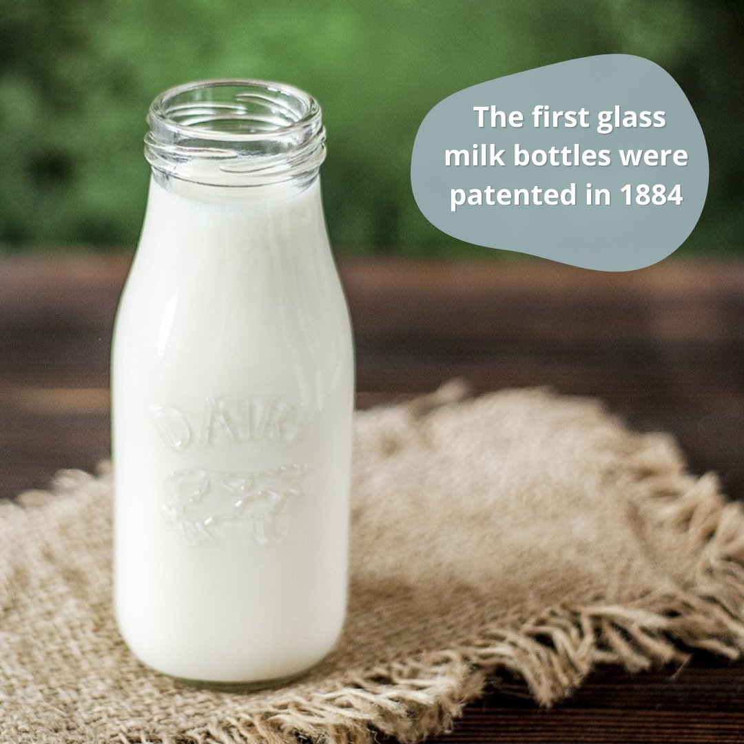 heal_thy_cow's tweet photo. Did you know that the 1st glass milk bottles were patented in 1884 by Dr. Henry Thatcher? Previously, milk deliverers would fill up customers' jugs, but Thatcher noticed that the milk would be contaminated by the end of the route. The glass bottles provided a sanitary delivery.🥛 https://t.co/dgSuTTG1tP
