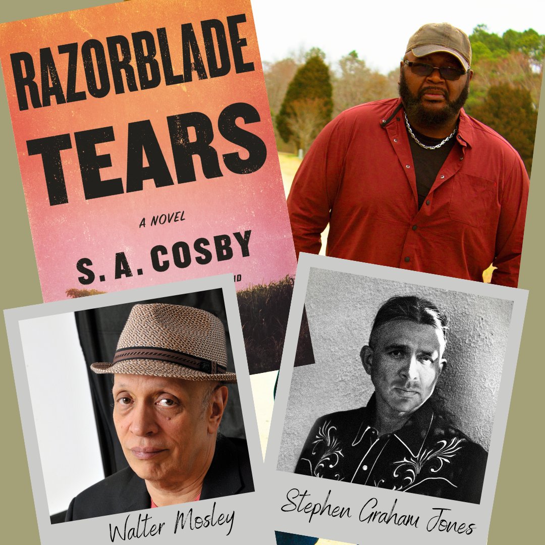 TONIGHT at 7pm EDT - @blacklionking73 discusses his new novel RAZORBLADE TEARS with #WalterMosley and @SGJ72. Don't miss this conversation between three of today's most exciting authors on S.A. Cosby's gripping new novel. FREE! Register here: marktwainhouse.org/event/razorbla… #twainhouse