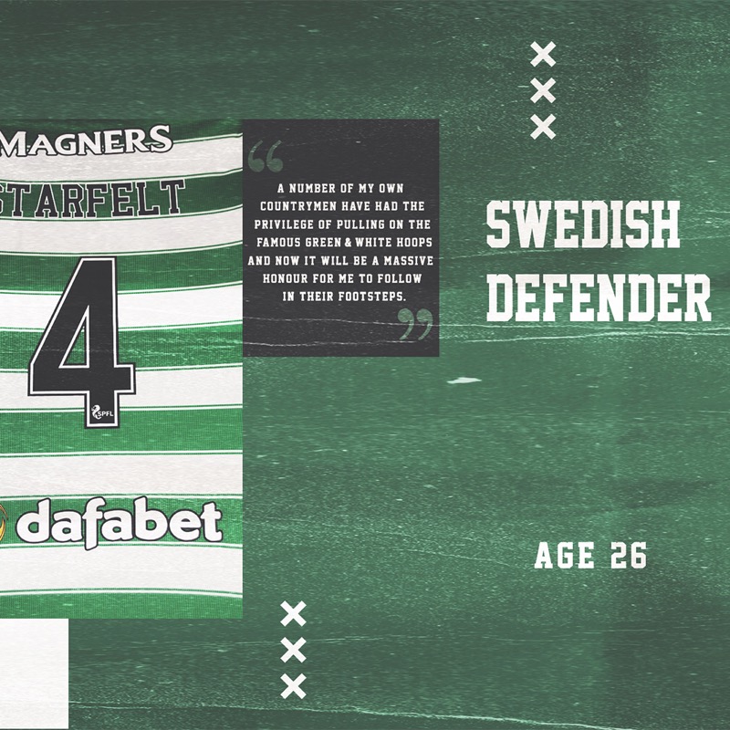 CelticFC's tweet photo. 🍀💪 Carl Starfelt - our new No.4️⃣!

The Swedish defender is ready to play his part in the Hoops 🟢⚪️

#WelcomeStarfelt 🇸🇪🌟