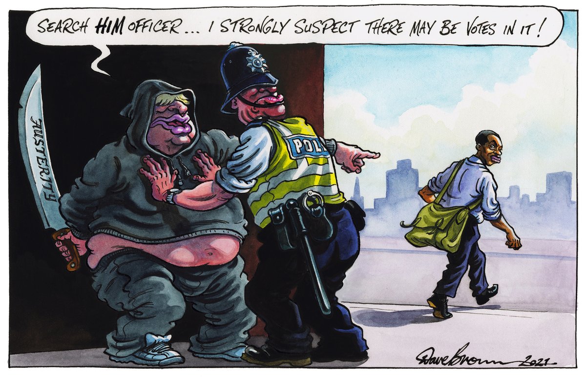 Tomorrow's @Independent cartoon... #BorisJohnson #StopAndSearch #BeatingCrimePlan #Austerity #PoliceCuts #Racism