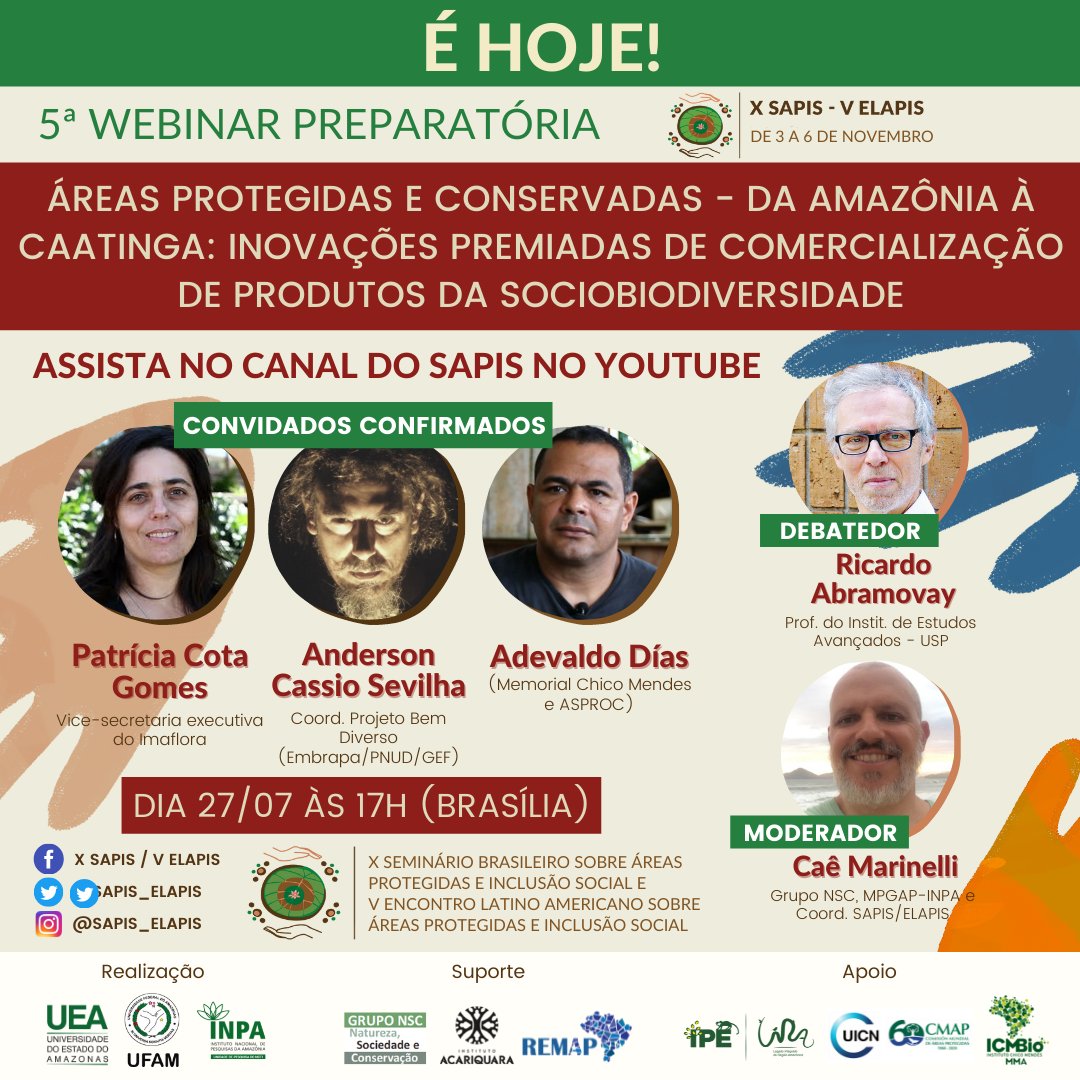 sapis_elapis's tweet image. É HOJE!
Às 17h (Brasília), você nos acompanha pelo Youtube! Não perca.
#webinargratuito #webinar #sapis #areasprotegidas #biodiversidade