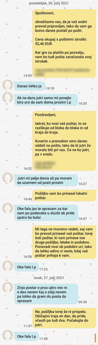 Moje poznavanje poštnih storitev je presunljivo.