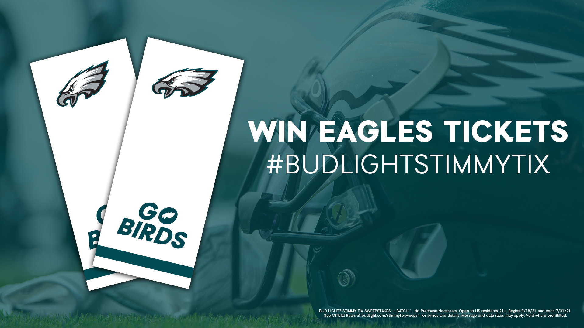 Philadelphia Eagles on X: 'Free Eagles tickets, courtesy of @budlight? Yes,  please! Tweet #BudLightStimmyTix #Sweepstakes and tag us for a chance to  win tickets to an Eagles game! 21+  / X
