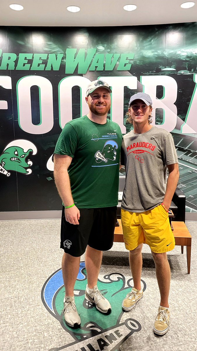 BuschBrice's tweet photo. Extremely grateful to get a D1 offer from Tulane University! Major thanks to @CoachJS50, @CoachWEFritz  and the rest of the Tulane staff for the amazing time on campus and for this opportunity! @GreenWaveFB #RollWave https://t.co/lM9jcUg37X