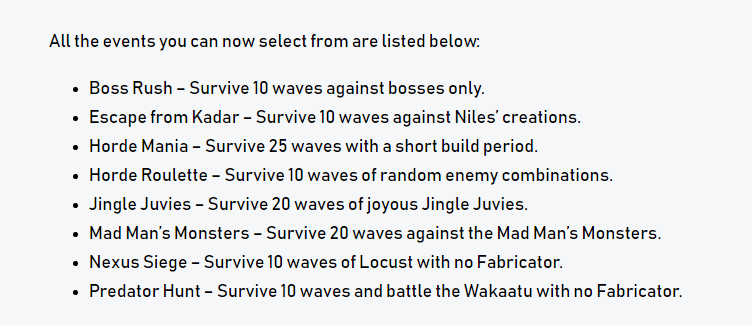All of the Horde Mode events will now be available to select in Customs for Operation 8 🥳