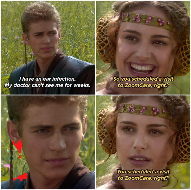 zoomcare's tweet photo. Uhh, you might want to get that checked out. Like, right now. 😬 Get same-day relief by scheduling a visit to your neighborhood ZoomCare.
#StarWarsMeme
#ZoomCare
#Waitlessness https://t.co/yt91mYVeS3