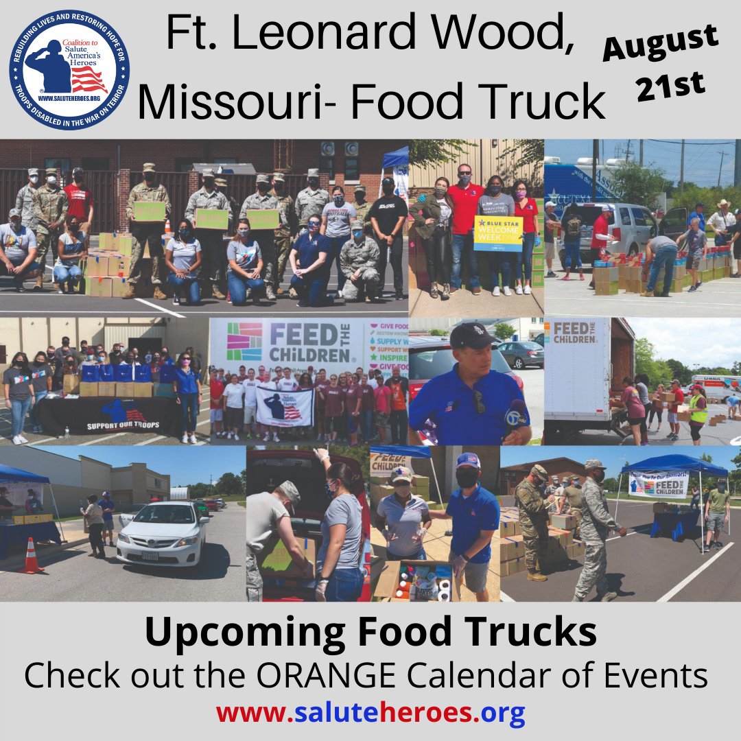 With the long-term effects of COVID many military families are still struggling so we are working on plans to feed 3,600 veterans & their families through our 2021 Food Truck events. Our next event is on August 21st! 

Full List of Nationwide Events: https://t.co/a3cFFVnK3n https://t.co/2nv42xKILY