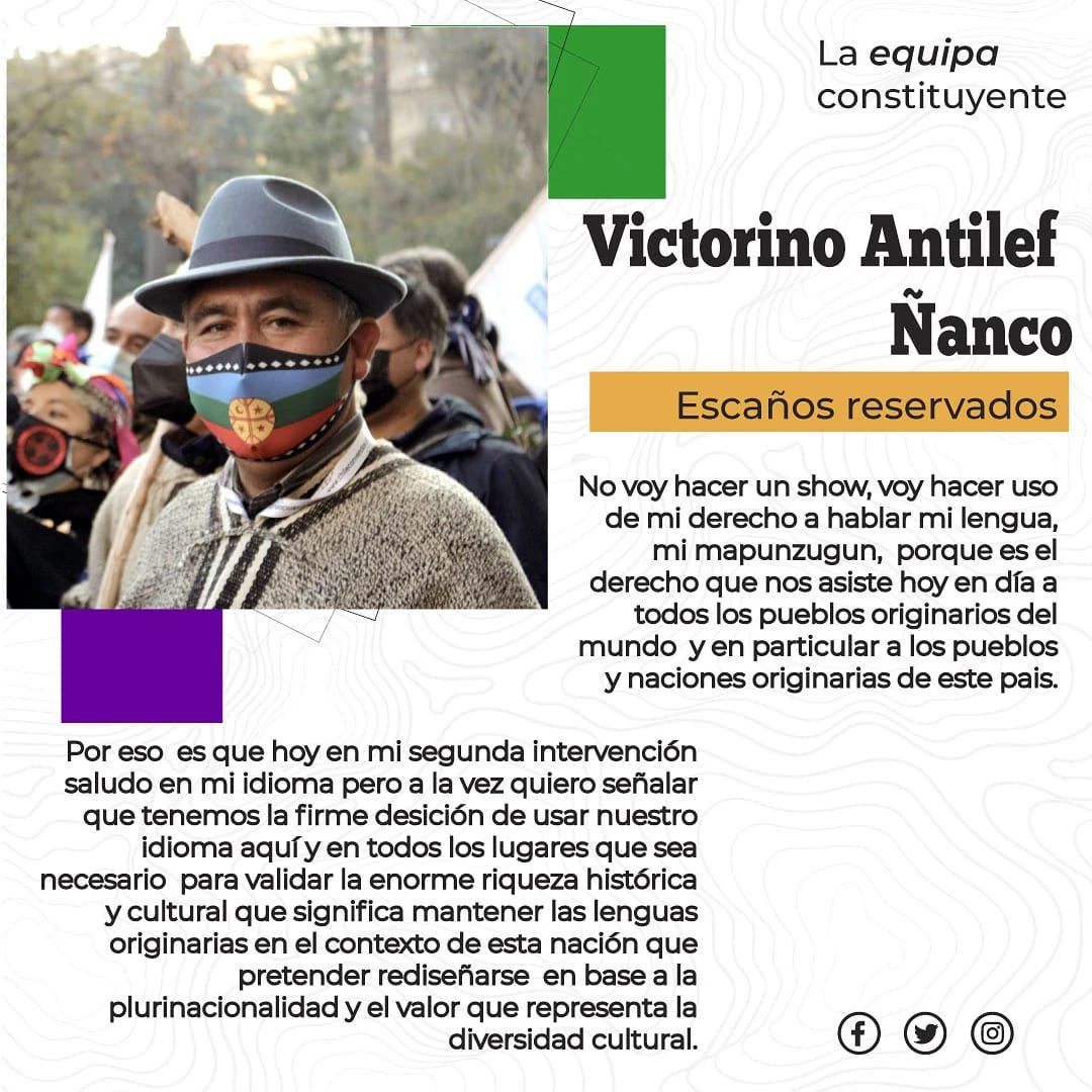 LaEquipaConst's tweet photo. El profesor de la región de los ríos, representante de la identidad territorial mapunche-huilliche, hizo su segunda intervención en la convención, primero  en mapudungun y luego en wingkadugun, explicó que están amparados por derechos (sigue) @e_abajo https://t.co/qsvfNGVc9r