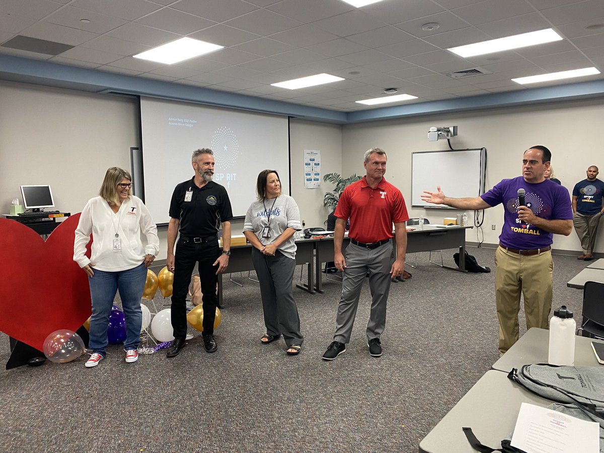 MsNataliePriwer's tweet photo. Admin Rally 2021-2022 kick off for @TomballISD!! Year 3 and I couldn’t be more proud to serve in an  amazing district!! @m_salazarzamora  thank you for your spirit, support, &amp;  leadership! We are ready for an incredible year!! #SpiritOfTomball #BeHumble #StayHungry #AlwaysHustle https://t.co/yALL5TpxyP