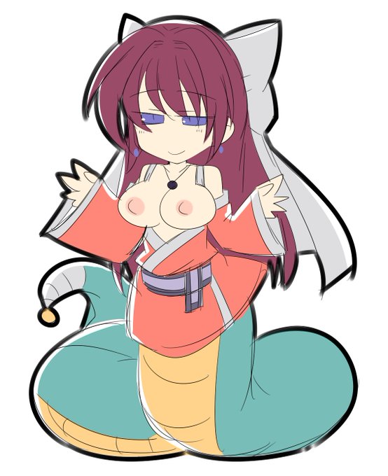 試し描きもんむすくえすと巫女ラミアさん絵 