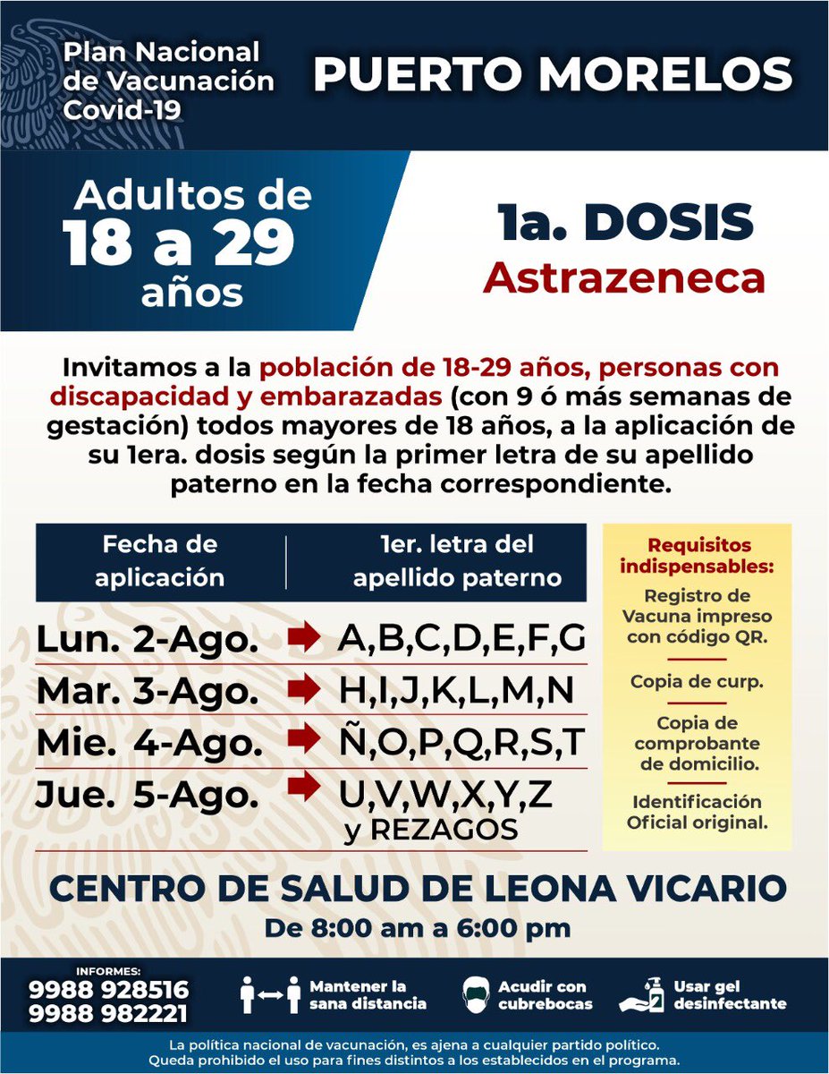 Ya son 16 meses 🗓 desde que nos sorprendió el Covid 19, pero el virus 🦠 y sus variantes van a quedarse un tiempo más. Hay que seguir cuidándonos 👊.

#Vacúnate 🤜💉🤛
#NoBajesLaGuardia 💪
#UsaCubrebocas